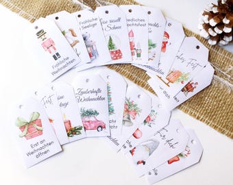 Christmas gift tags, retro printable template, DIY vintage Christmas tags to print, Christmas labels download