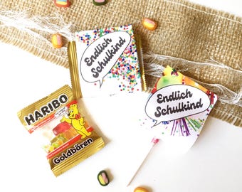 Print template Finally a school child, gift for school enrollment, 1st grade, lollipop, print yourself, first grader, school cone, back to school, little something