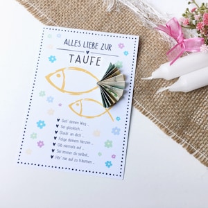 Modello di stampa regalo in denaro - per battesimo - biglietto d'auguri - stampa da solo - biglietto regalo - piccolo regalo - congratulazioni - pesce