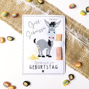 Print sjabloon geld cadeau - verjaardagskaart - print - Happy Birthday - souvenir - melkkoe - dukaten - geldschieter