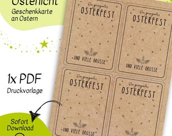 Easter light greeting card printable template, DIY card for Easter gift, Easter greetings bag PDF for printing, Easter nest gift download