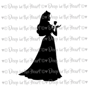 Silhouette della principessa Aurora, la bella addormentata - SVG, PNG, JPG - Download immediato del file zip - Layout di album di ritagli stampabile digitale - Briar Rose