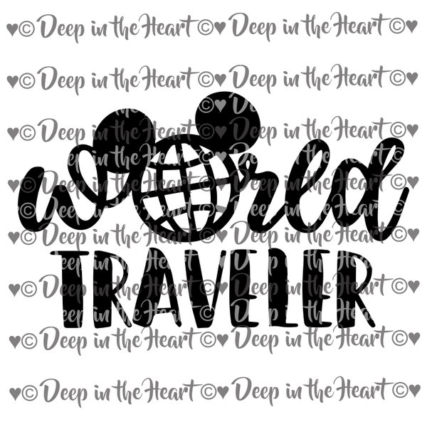 World Traveler - SVG, PNG, JPG -Instant Zip File Download - World Showcase, Mouse Ears, Cute World Traveler Design - Vacation - Printable