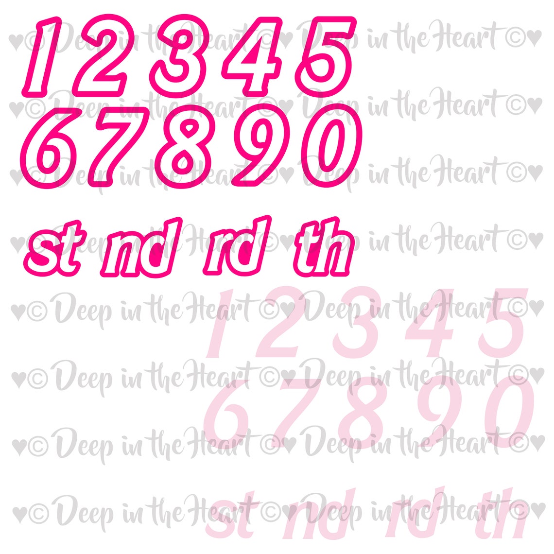 Barbie Style Numbers With Outline SVG PNG JPG instant Zip Etsy