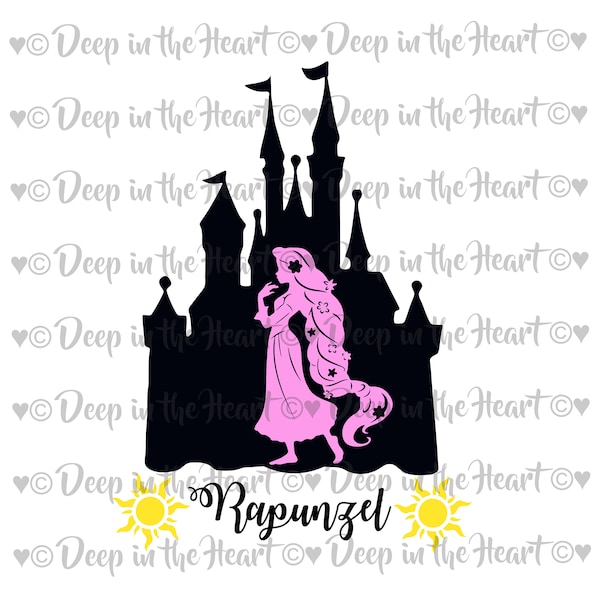 Princess Rapunzel - Rapunzel Castle Silhouette - Tangled - SVG, PNG, JPG -Instant Zip File Download - Digital & Printable - Happiest Place