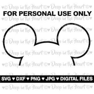 Half Mickey Silhouette - SVG, DXF PNG, Jpeg -Instant Zip File Download - Digital & Printable - Mickey Ears Silhouette - Happiest Place