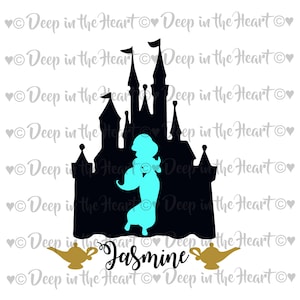 Princess Jasmine - Castle Silhouette - SVG, PNG, JPG -Instant Zip File Download - Printable - Happiest Place