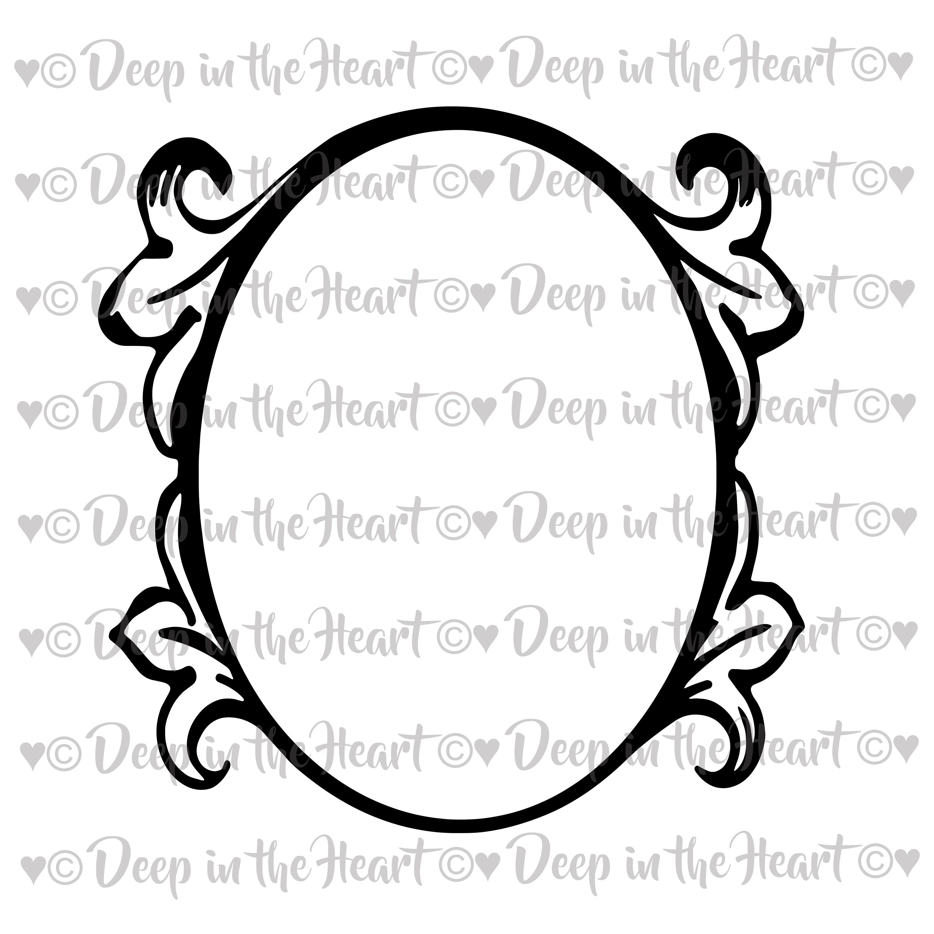 Ornate Oval Frame Silhouette SVG PNG JPG Instant Zip File Etsy