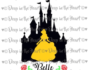 Princess Belle - Castle Silhouette - Beauty and the Beast - SVG, PNG, JPG -Instant Zip File Download - Digital Printable Scrapbook Layout