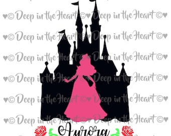 Princess Aurora - Sleeping Beauty Castle Silhouette - SVG, PNG, JPG -Instant Zip File Download - Digital & Printable - Briar Rose