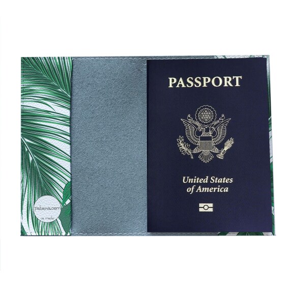 House Palm Trees Tropics Leather Passport Holder Cover Case Travel One Pocket