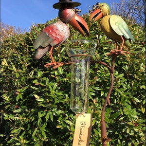 Regenmesser &quot; Bunte Vögel &quot; Gartenstecker Metall a