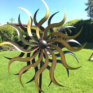 XL pinwheel gold metal wind chime garden decoration