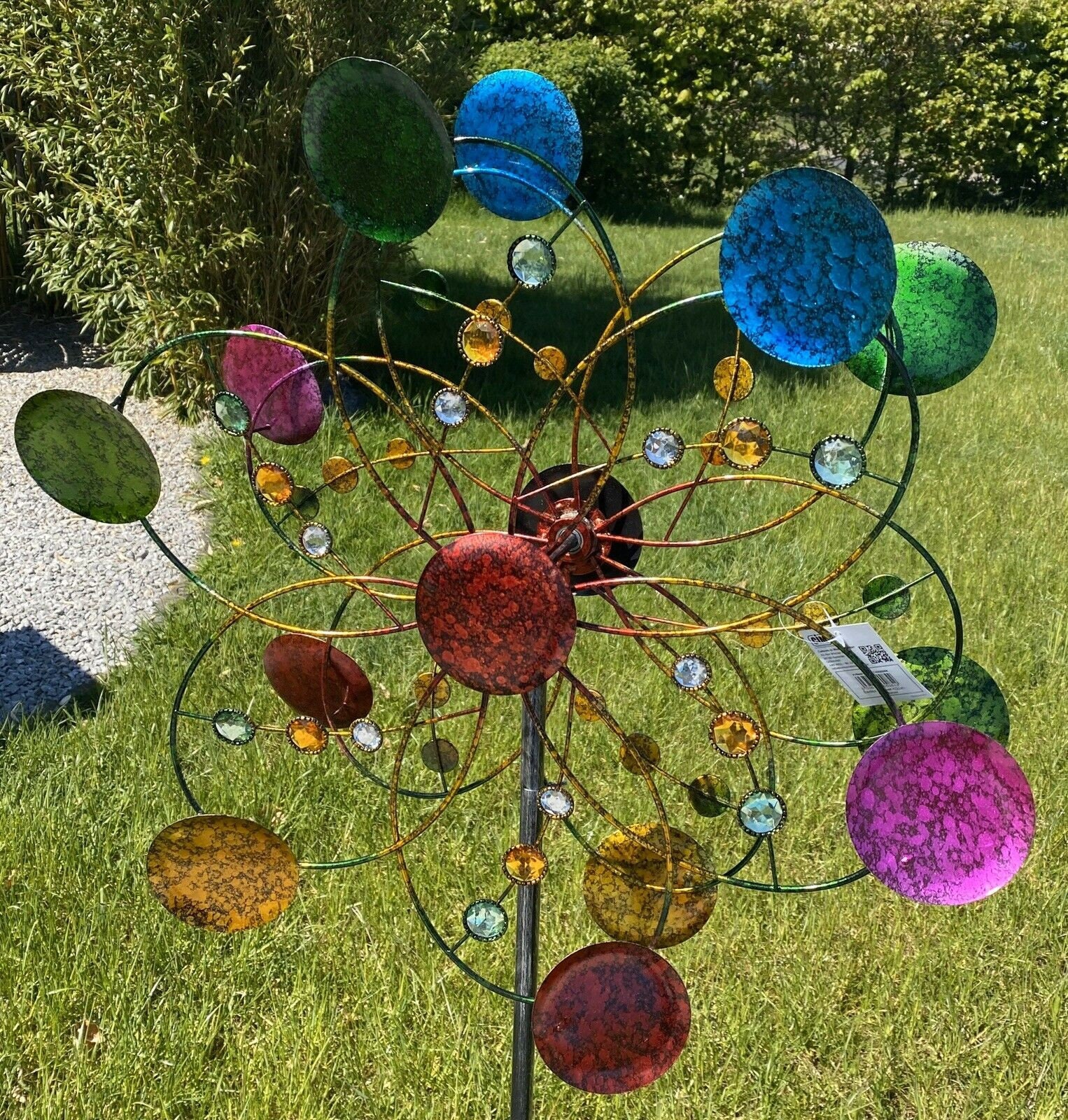 DARO DEKO Metall Windrad XXL Mit Ablage - 120cm Höhe Gartendeko