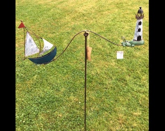 Windspiel Schiff Leuchtturm Gartenstecker maritim