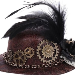 Gothic steampunk brown fascinator mini hat