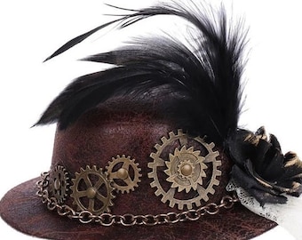 Gothic steampunk brown fascinator mini hat