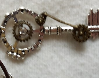 Key pendant, silver, steampunk