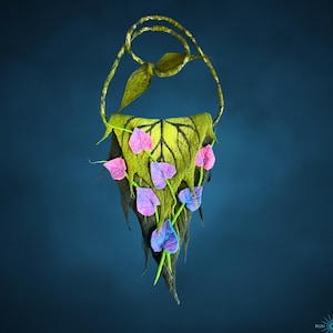 Fairy bag, Leaf bag, Festival Fairy costume, Ren Faire fest bag, Thigh bag, Renaissance belt bag, Fairy belt bag, Elven purse,Fairy purse