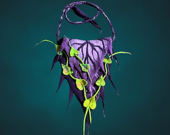 Leaf bag, Thigh bag, Elven leaf pouch, Elf bag, Fairy bag Forest witch bag, Leaf purse, Fantasy bag, Purple bag, Druid bag, Ren fest outfit