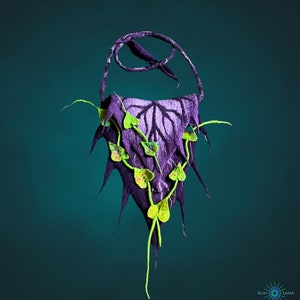 Leaf bag, Thigh bag, Elven leaf pouch, Elf bag, Fairy bag Forest witch bag, Leaf purse, Fantasy bag, Purple bag, Druid bag, Ren fest outfit
