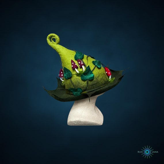 Forest hat, Fairy hat, Mushroom hat, Sauna hat, Elven hat,Fae costume, Festival fairy cosplay,Fae outfit, Druid hat, Gnome hat