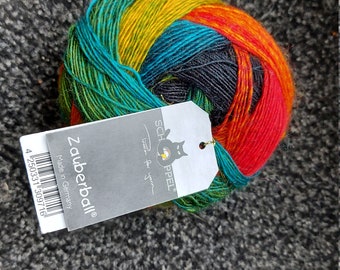 Zauberball, Schoppelwolle, Farbe "Frische Fische", 100g, Regenbogenfarben, fliessender Farbverlauf, 4-fädig