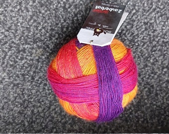 Zauberball "Fuchsienbeet", 100g, Schoppelwolle, Farbverlaufgarn, Farbe orange-lila-rot, 4-fädig