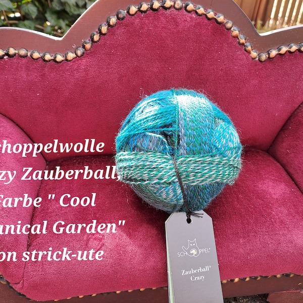 Crazy Zauberball, Schoppelwolle, Farbe "Cool Botanical Garden", fliessender Farbverlauf, made in germany, Stricken, Häkeln