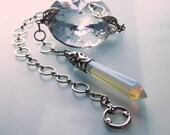 Sun catcher opal glass pendulum with rainbow crystal