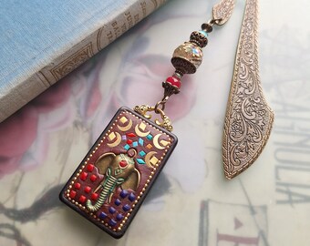 Elephant bookmark lucky charm bronze bookmark oriental gift for fairy tale book