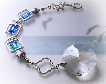 Suncatcher blue sea - silver suncatcher with rainbow crystal SF-S-7
