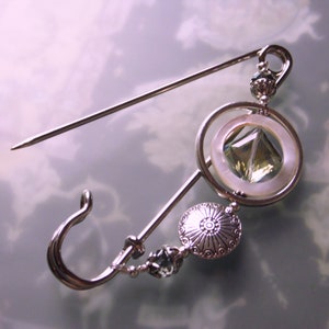 Kilt needle XXL crystal in mother-of-pearl ring jewelry needle silver-colored cloth needle safety pin image 4