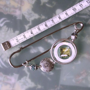 Kilt needle XXL crystal in mother-of-pearl ring jewelry needle silver-colored cloth needle safety pin image 3