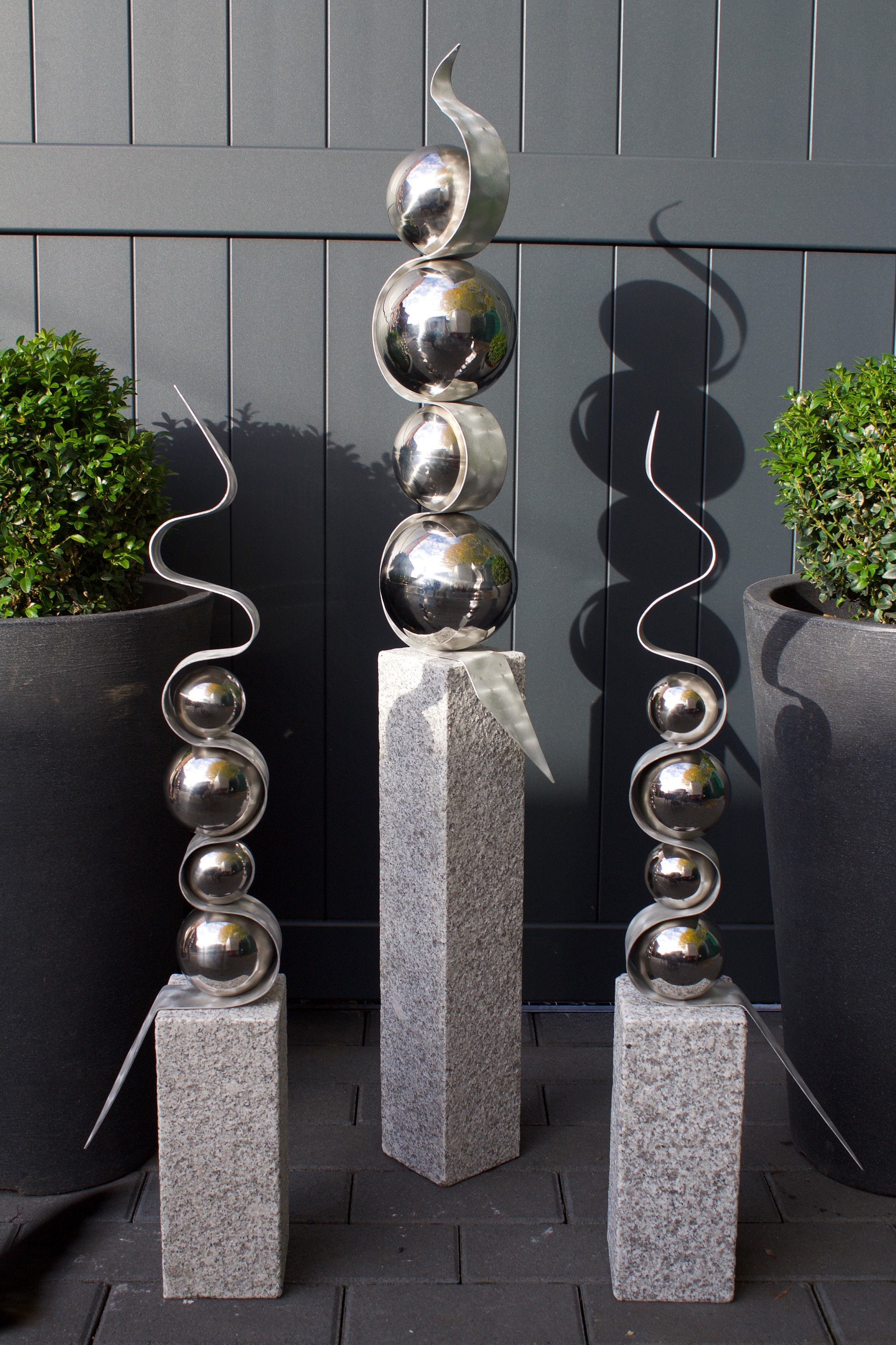 Gros acier inoxydable jardin sculpture eau goutte, y compris les