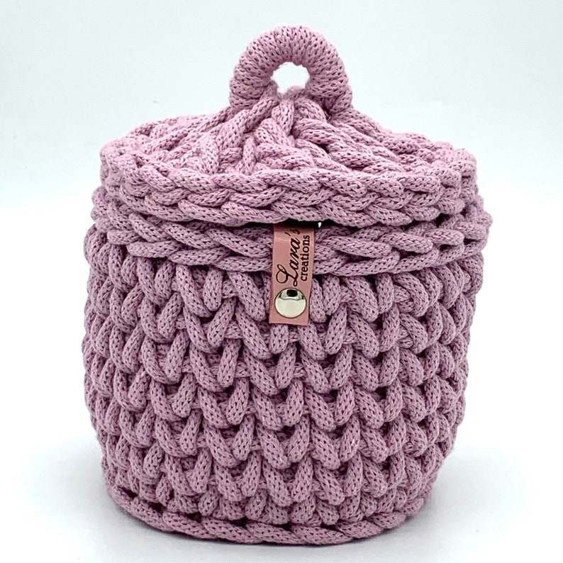 Utensilo crochet basket with lid, jewelry bowl, storage basket, 13 cm diameter image 2