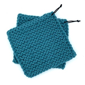 Extra dicke gestrickte Topflappen auch als Untersetzer 1 Paar Farbe zur Wahl Teal