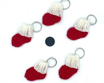 Mini-Socke als Schlüsselanhänger rot-weiß Nikolausstrumpf