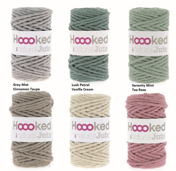 Hoooked Natural Yute Gris Mist-Crochet Hilo De Ganchillo 100/% Natural Yute