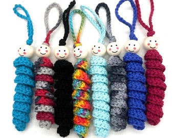 Lucky worms Worryworm Set of 5 assorted colors individually in an organza bag