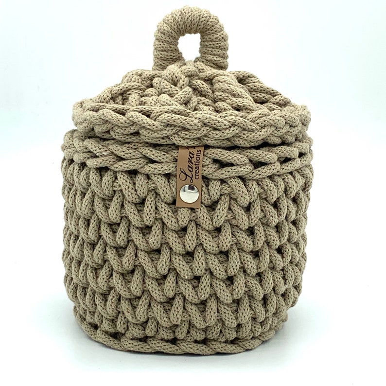 Utensilo crochet basket with lid, jewelry bowl, storage basket, 13 cm diameter image 3