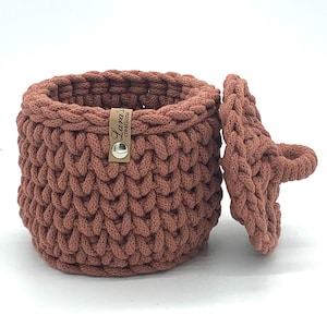 Utensilo crochet basket with lid, jewelry bowl, storage basket, 13 cm diameter image 5