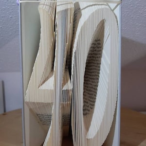 Book folding art birthday in numbers 20 30 40 50 60 70 80 90 round birthday bookart book sculpture folded book