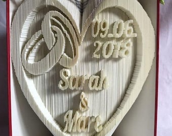 Buchfaltkunst Hochzeit Herz mit Ringen verschiedene Motive
