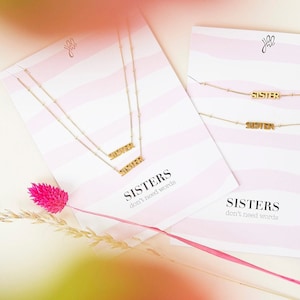 Halskette Sisters &quot;don&#39;t need words&quot; Gold, Freundschaftskette, Geschenk Schwester, Geschenk Geschwister