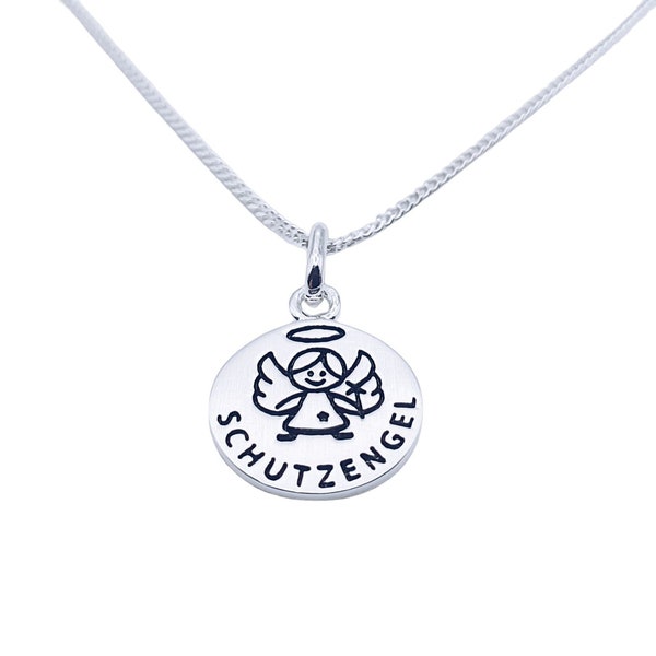 Taufkette Taufschmuck Schutzengel Engel mit Gravur Name in Silber Kette zur Taufe Kommunion Geburt Taufgeschenk Schulanfang Silberkette