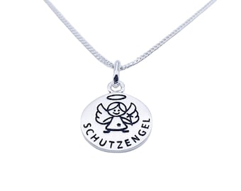 Taufkette Taufschmuck Schutzengel Engel mit Gravur Name in Silber Kette zur Taufe Kommunion Geburt Taufgeschenk Schulanfang Silberkette