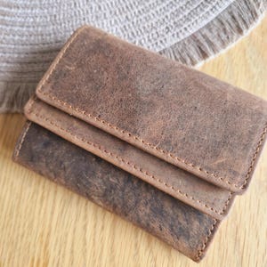 Personalisierbare Handmade Damen Herren Geldbörse, Portemonnaie Echtleder braun, Weihnachtsgeschenk für Ihn Vatertag mit Gravur, RFID-Schutz