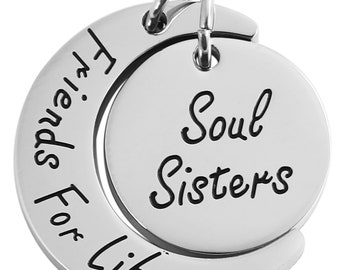 Freundschaftsketten Anhänger mit Gravur "Soul Sisters", Geschenk Beste Freundin, Best Friends, persönliches Geschenk Freundin, Partnerkette