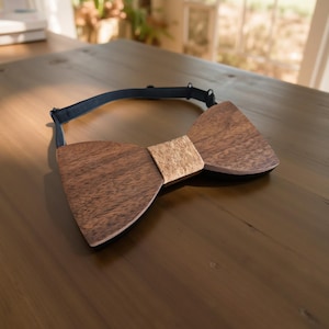 Personalized wooden bow tie with engraving, men&#39;s bow tie with cork center, adjustable, gift for wedding, best man, groom, bachelor